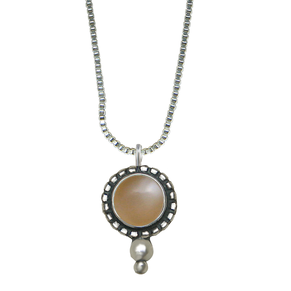 Sterling Silver Little Peach Moonstone Pendant Necklace